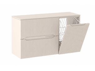 Meuble sous vasque suspendu avec panier à linge et plan 2t novo l.100 cmcachemire mat