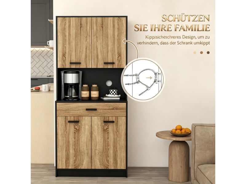  Buffet de rangement - buffet de cuisine à 4 portes, 1 tiroir et système de gestion des câbles, meuble de rangement  - Conforama W
