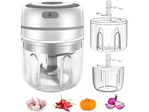 2pcs mini hachoir électrique hachoir à viande sans fil hachoir alimentaire avec lames tranchantes, presse-ail électrique mini mélangeur alimentaire po