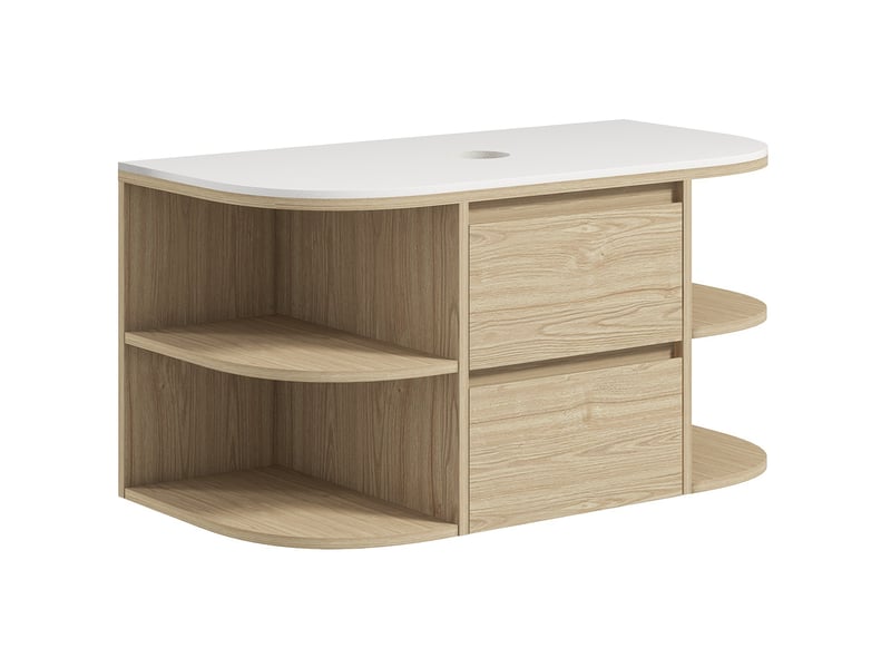  Meuble sous vasque suspendu marron, 90 cm, 2 tiroirs et 4 étagères  - Conforama B