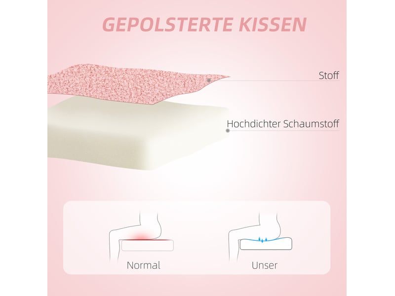  Chaise de bureau rose en tissu teddy, dossier cœur et hauteur réglable, idéale pour bureau ou coiffeuse  - Conforama D