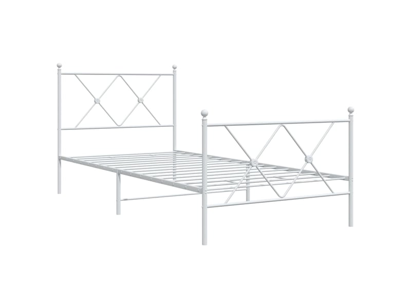  Lit simple- lit adulte -  cadre de lit métal sans matelas avec pied de lit blanc 90x200cm  - Conforama B