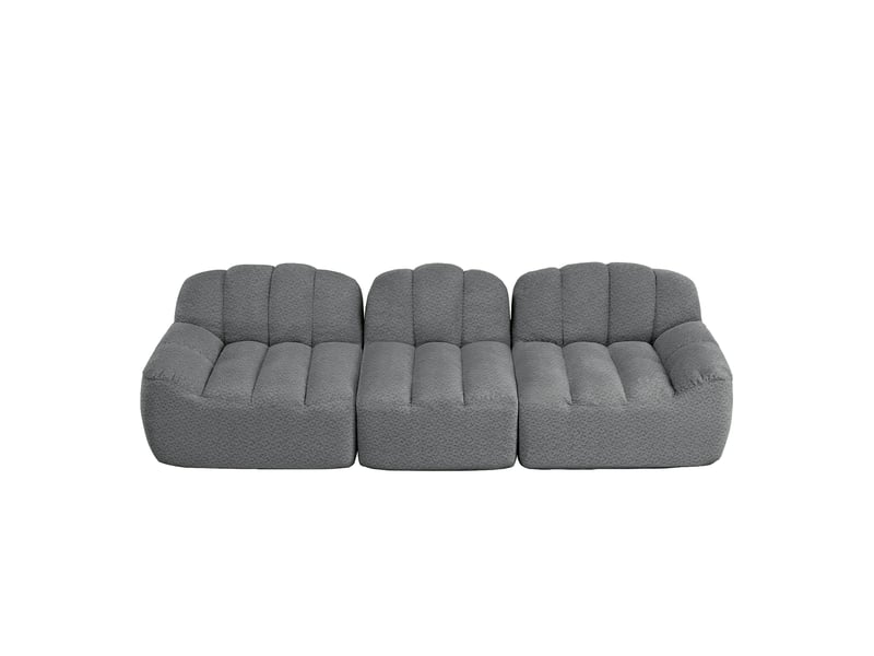 Canapé droit coquille 3 places bouclette gris – 288 x 104 x 79 cm Fay Lum - Conforama A