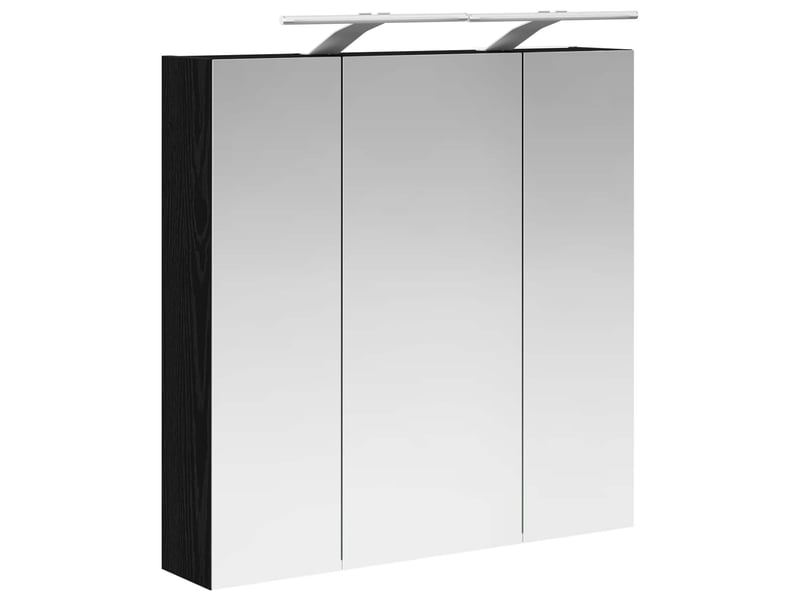  Amoire de salle de bain, meuble de salle de bain avec miroir chêne noir shl5250  - Conforama E