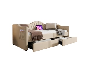 Lit avec rangement 90x200 cm BEAOK coloris beige