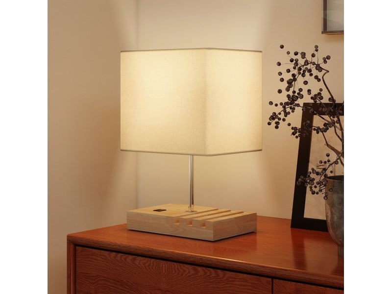  Lampe de chevet usb avec rangement 25 x 20 x 40,5 cm blanche evryae  - Conforama C