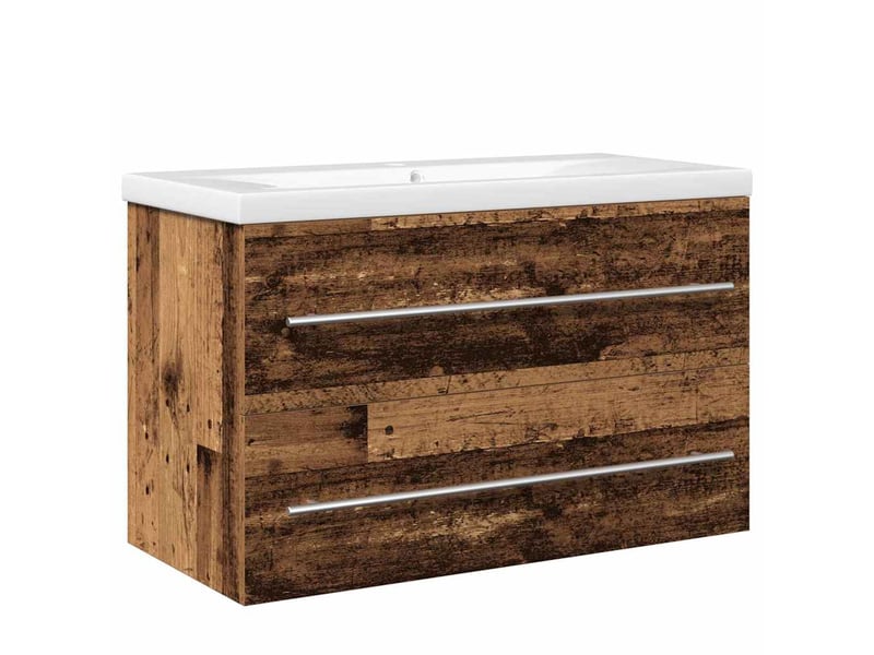 Meuble de lavabo de salle de bain, armoire de bain 2 pc bois ancien cf65495  - Conforama A