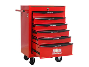 Servante d'atelier à 6 tiroirs 60 x 33 x 77,5 cm rouge et noir en acier, mobile et verrouillable