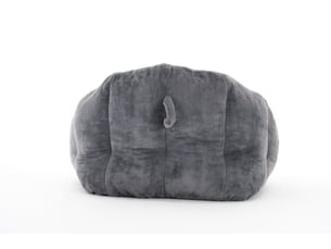 Fauteuil pouf en peluche avec dossier ergonomique, mousse haute densité et housse en fausse fourrure, gris
