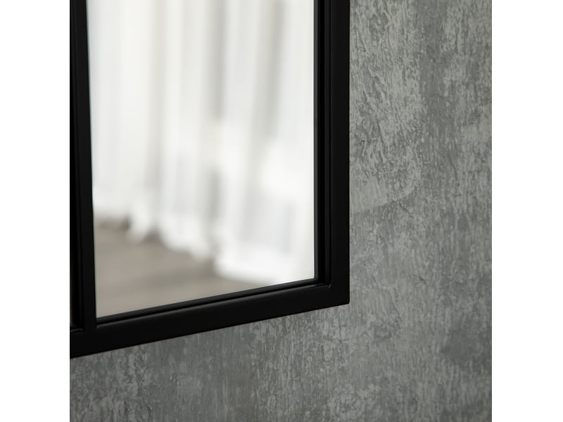  Miroir mural fenêtre 70 x 50 cm en métal noir, forme arche, crochets préinstallés, décoratif pour salon, chambre ou entrée  - Conforama D