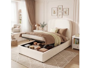Lit coffre 90x200 cm MAISENTIEL coloris beige