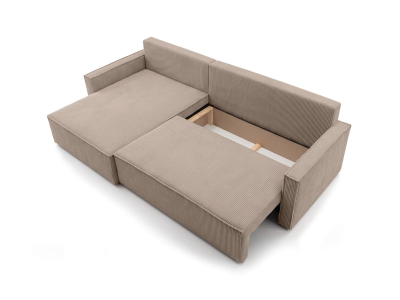  Farah - canapé d'angle max réversible et convertible 5 places accoudoirs slim en velours côtelé  - Conforama D
