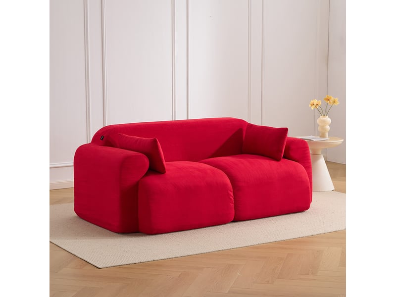  Canapé 2 places modenvie en velours côtelé rouge 186 x 95 x 76 cm  - Conforama E