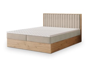 Lit avec rangement 160x200 cm <strong>MASSENO</strong>  <strong></strong> coloris beige