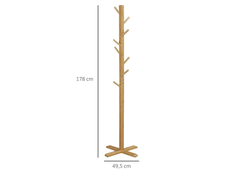  Porte-vêtements en bambou - 8 cintres - 49.5x49.5x178 cm - pour entréechambre  - Conforama C