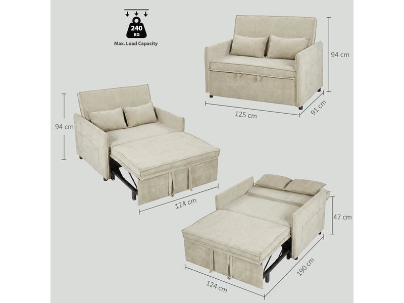  Canapé convertible 2 places en velours vert 137x91x96 cm  - Conforama C