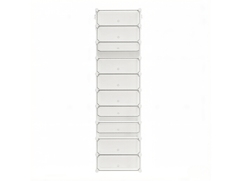 Meuble à chaussures modulable avec 10 compartiments fermés, anti-basculement, pour entrée, blanc, 40 × 30 × 170 cm - Conforama A