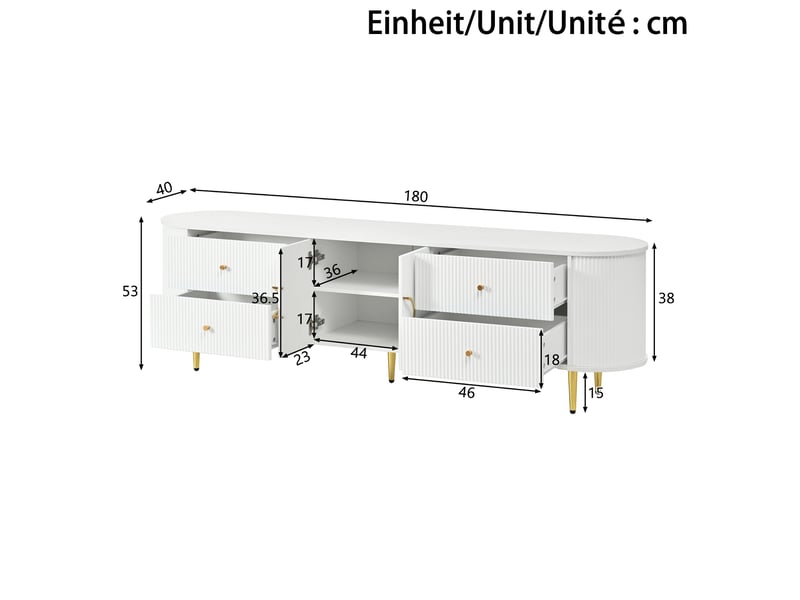  Meuble tv 180 cm avec rangements et passe-câbles evryae  - Conforama E