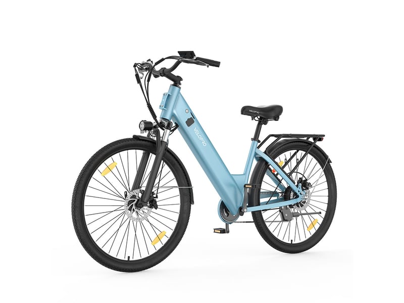 Velopro c1 vélo électrique 250w 36v 13ah 27.5*1.95 cadre ouvert adulte vélo de ville pour trajets quotidiens avec porte-bagons arrière écran lcd couleur capteur de vitesse frein à disque mécanique 7 vitesses 25kmh - Conforama A