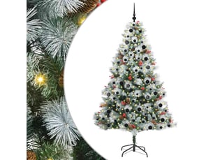 Sapin de noël artificiel, arbre de noël vert et blanc 210 cm shl5157