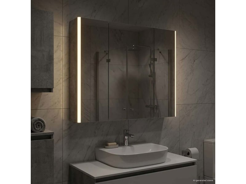 Armoire miroir de salle de bain, cabinet de salle de bain gris béton 83,5 x 15,5 x 70 cm cf65166 - Conforama B