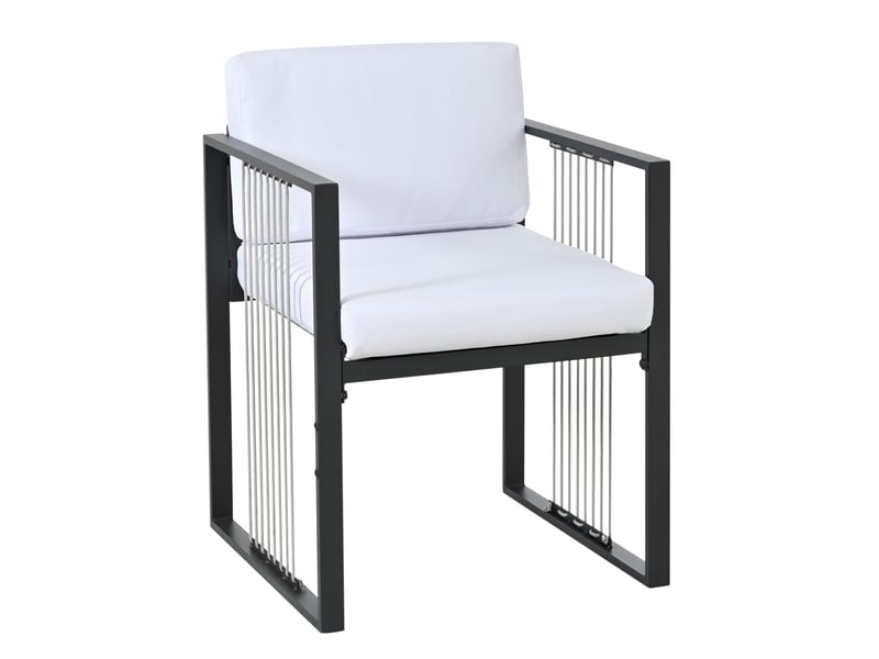  Salon de jardin 6 places avec table en verre trempé et chaises, design élégant extérieur  - Conforama E
