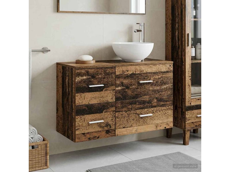 Ensemble de mobilier de salle de bain 2 pcs bois ancien shl2594 - Conforama B