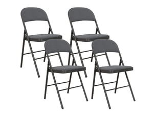Lot de 4 chaises pliantes et portables intérieur avec assises et dossiers rembourrés en velours, gris foncé, cadre en acier