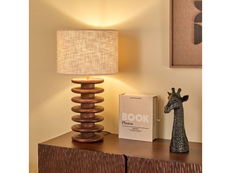  Lampe rochi cylindrique h.60cm marron ROCHI - Conforama B