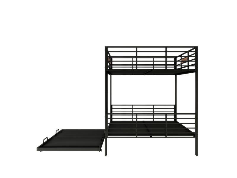  Lits superposés 140 × 200 cm métal noir avec lit gigogne et garde-corps IKSETERA TRADING LTD - Conforama R