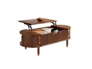 Table basse ovale coloris bois foncé ULQENI - 48 cmx110 cm