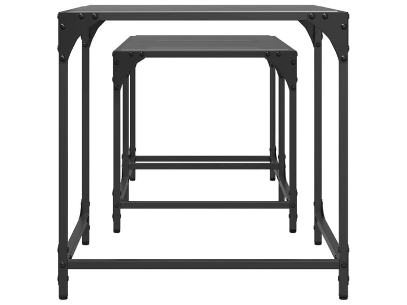  Tables basses gigognes 2 pcs | table de salon dessus en verre noir acier  - Conforama D