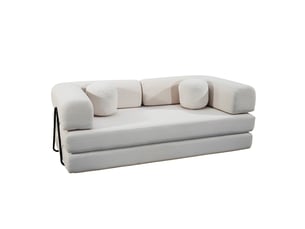 Canapé compressé convertible modulable 3 places en velours côtelé beige crosby