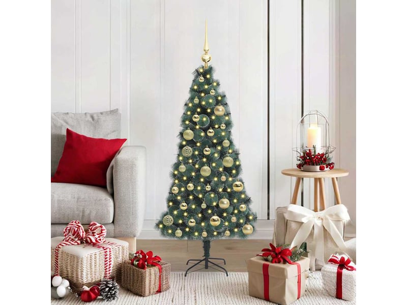 Sapin de noël - arbre de noël artificiel pré-éclairé avec ensemble de boules - Conforama B