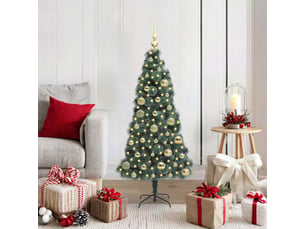 Sapin de noël - arbre de noël artificiel pré-éclairé avec ensemble de boules