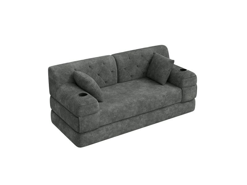  Canapé convertible 2 places en velours côtelé gris foncé W2845S00461 - Conforama A
