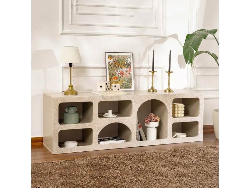  Buffet arsenio, bahut 6 étagères, 160x40x51h cm beige marbré Arsenio - Conforama B