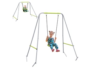 Balançoire portique balançoire 2 en 1 pour bébé ceinture de sécurité à 5 points intérieure extérieure vert