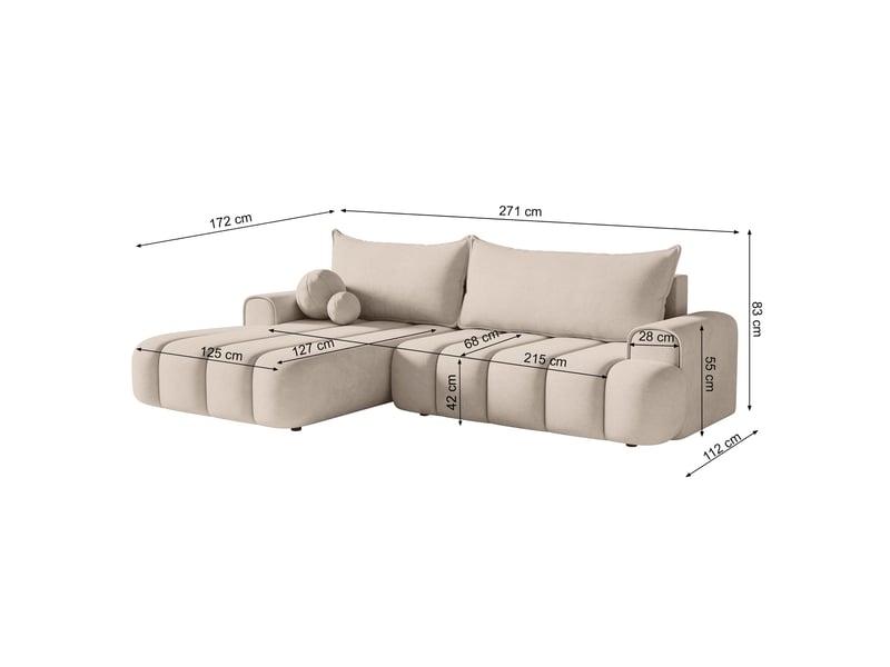  Selsey dandelino - canapé d'angle convertible - en bouclette gris avec revêtement - côté gauche DANDELINO - Conforama E