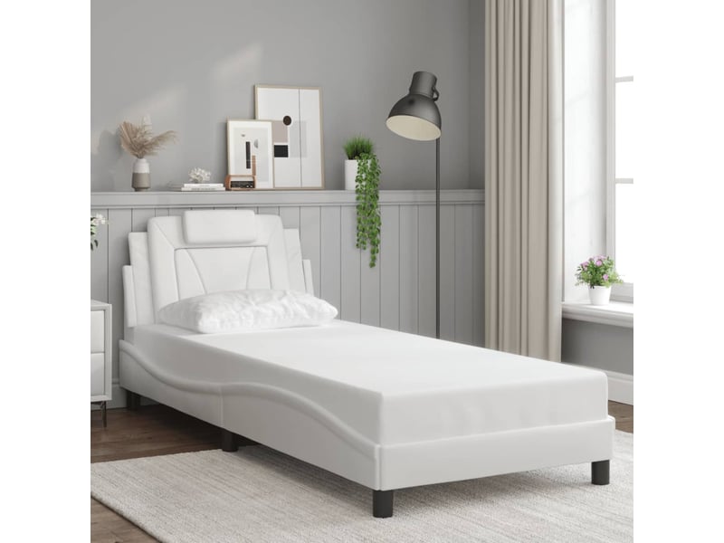  Lit simple- lit adulte -  cadre de lit viana avec led sans matelas blanc 90x190 cm  - Conforama C