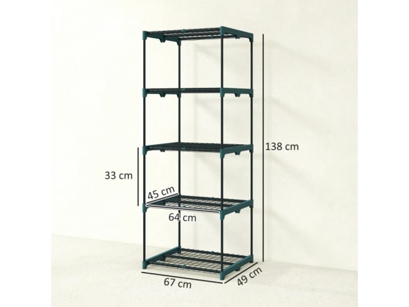 Porte-plantes 5 niveaux en acier vert foncé, 138 cm, pour intérieur et extérieur - Conforama C