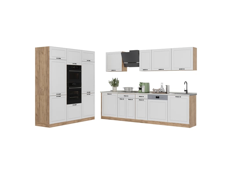  Vicco cuisine, blanc campagnechêne doré, 180cm plan de travail anthracite  - Conforama E