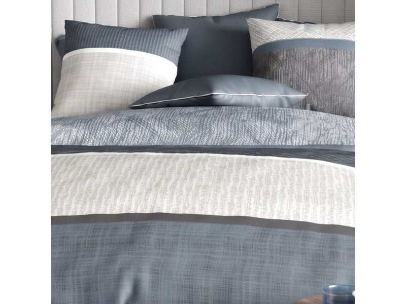  Parure housse de couette 240x220cm + 2 taies motif graphique bleu et gris 100% coton - enezia ENEZIA - Conforama D