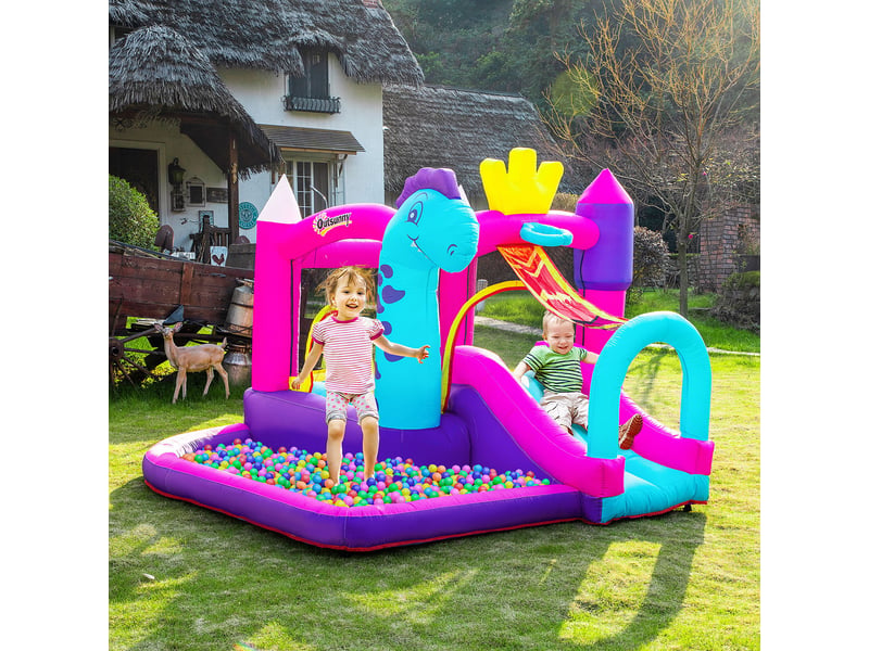 Château gonflable, toboggan, trampoline, piscine, panier, max 3 enfants 3+ ans, gonfleur, sac, souffleur 350w, 300lx270lx200h cm, multicolore. - Conforama D