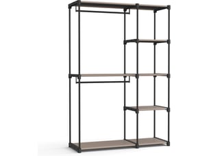Armoire de rangement 124 x 43 x 182 cm avec étagères et tringles design moderne chambre en tissu taupe 12_0011535