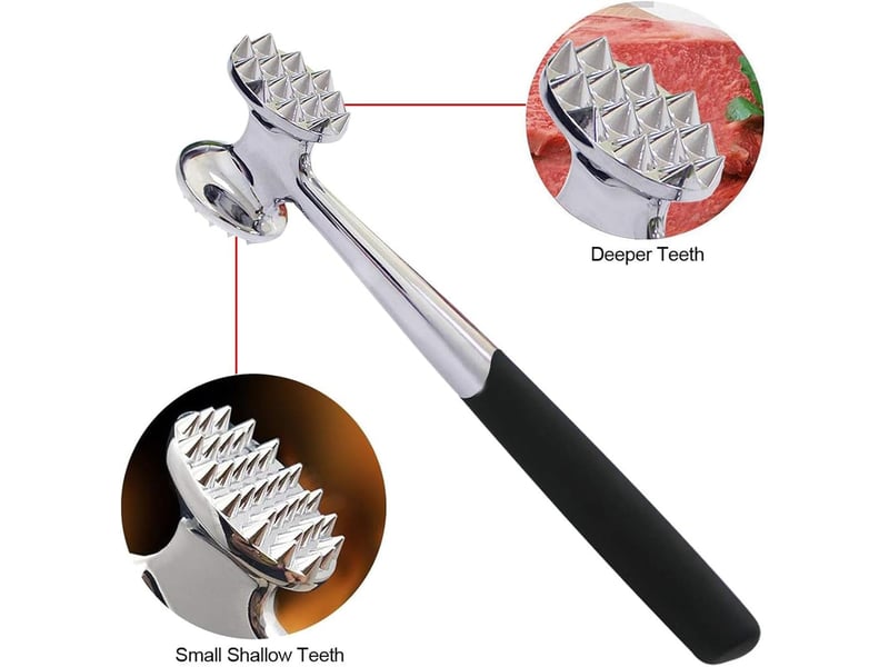 Marteau à viande double face, marteau à steak, attendrisseur de viande en acier inoxydable, avec manche antidérapant pour steak le porc et même - Conforama C