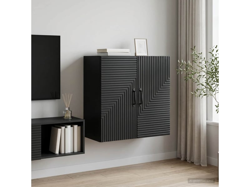  Armoire murale salon, meuble de rangement noir 59 x 31 x 60 cm bois d'ingénierie shl1198  - Conforama B