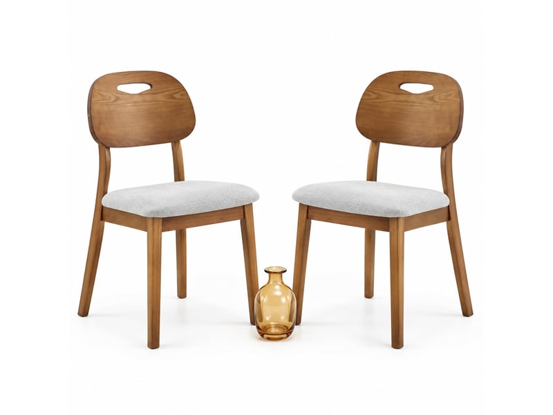  Lot de 2 chaises de salle à manger,50x44x88 cm,bois d'hévéa,gris  - Conforama A