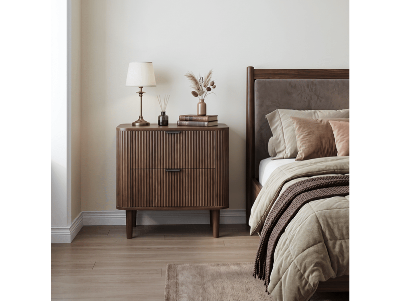  Table de chevet modenvie à 2 tiroirs 57 x 40 x 57 cm mdf noyer foncé  - Conforama E
