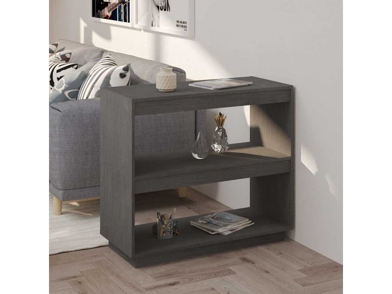  Bibliothèque, meuble de rangement salon gris 80x35x71 cm bois de pin massif  - Conforama B